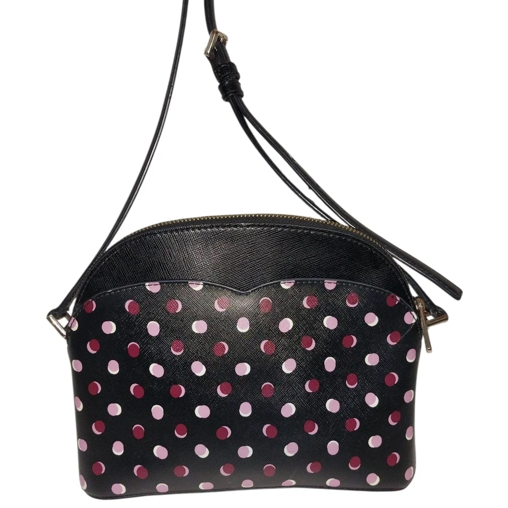 Kate Spade Black and Pink Polka Dot Crossbody Bag